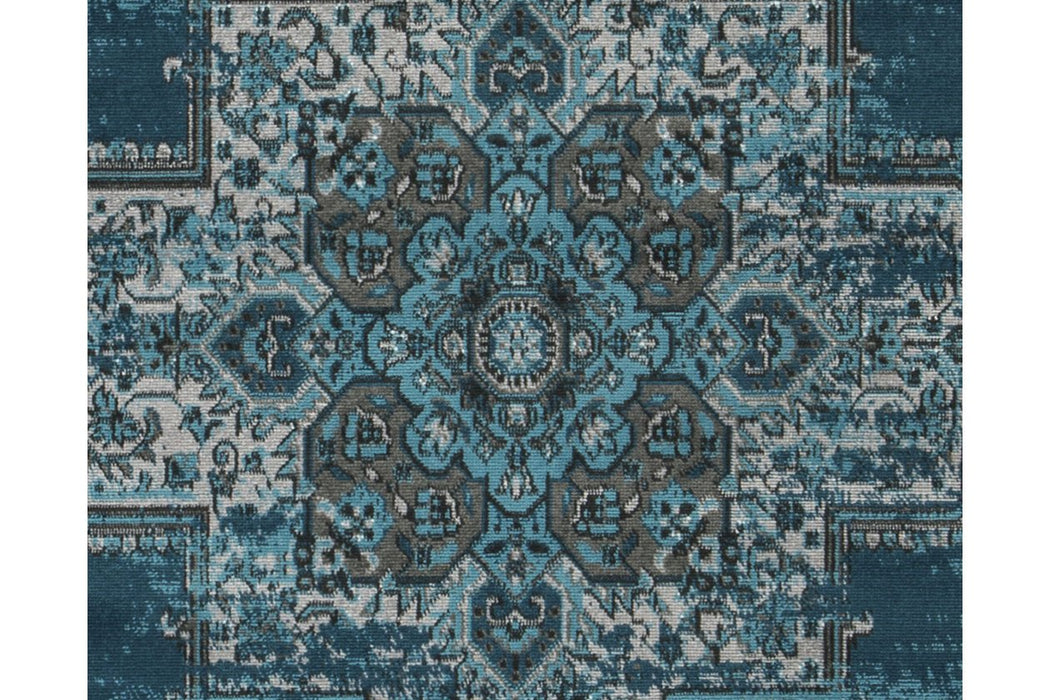 Moore Blue/Brown/Gray 5'3" x 7'3" Rug - Lara Furniture