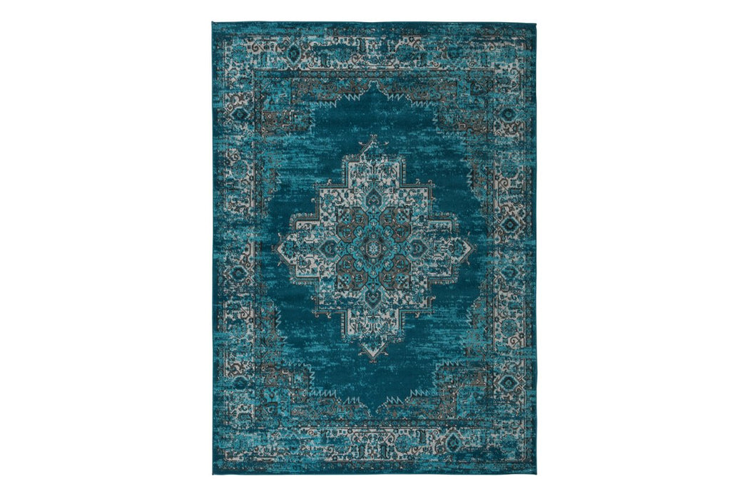 Moore Blue/Brown/Gray 5'3" x 7'3" Rug - Lara Furniture