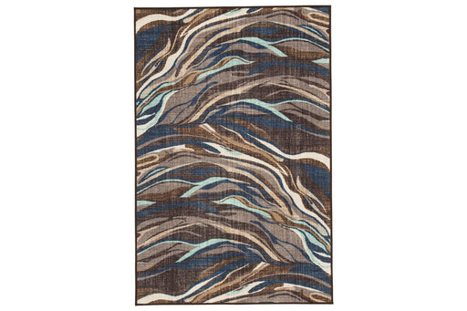 Jochebed Blue/Brown/Gray 5'3" x 7'6" Rug - Lara Furniture