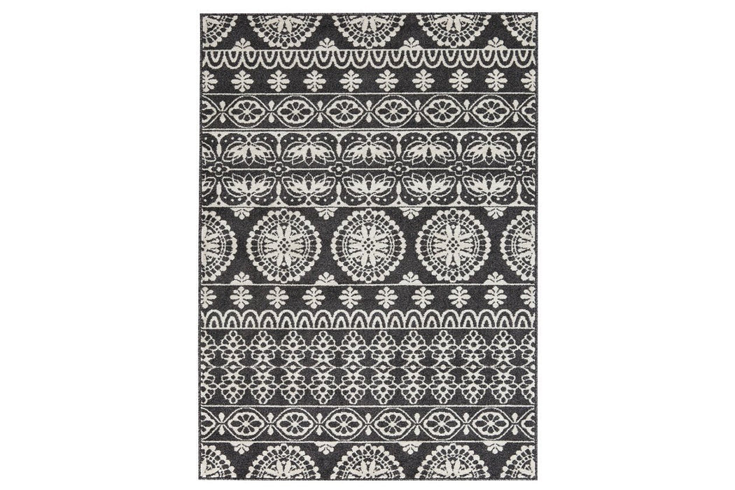 Jicarilla Black/Cream/Gray 5' x 7' Rug - Lara Furniture