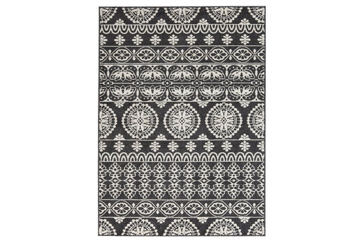 Jicarilla Black/Cream/Gray 5' x 7' Rug - Lara Furniture