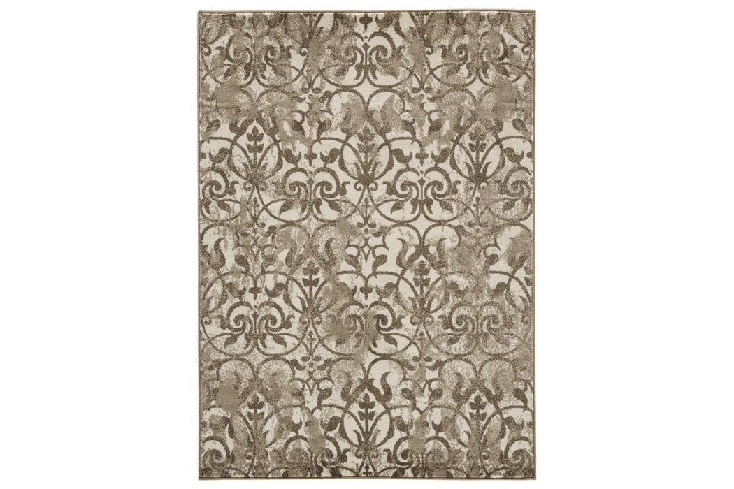 Cadrian Cream/Brown 5' x 7' Rug - Lara Furniture