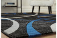 Jenue Black/Gray/Blue 5' x 7' Rug - Lara Furniture