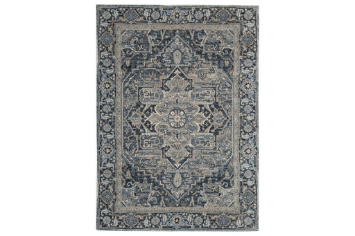 Paretta Cream/Navy/Gray 5'3" x 7'3" Rug - Lara Furniture