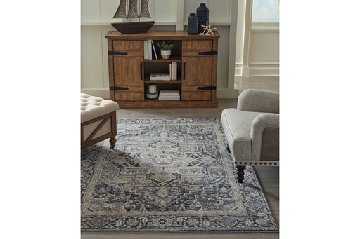 Paretta Cream/Navy/Gray 5'3" x 7'3" Rug - Lara Furniture