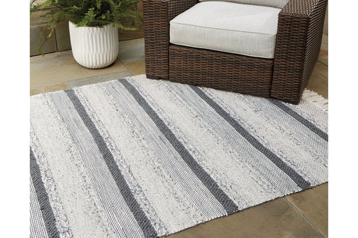 Derya White/Blue/Gray 5' x 7' Rug - Lara Furniture