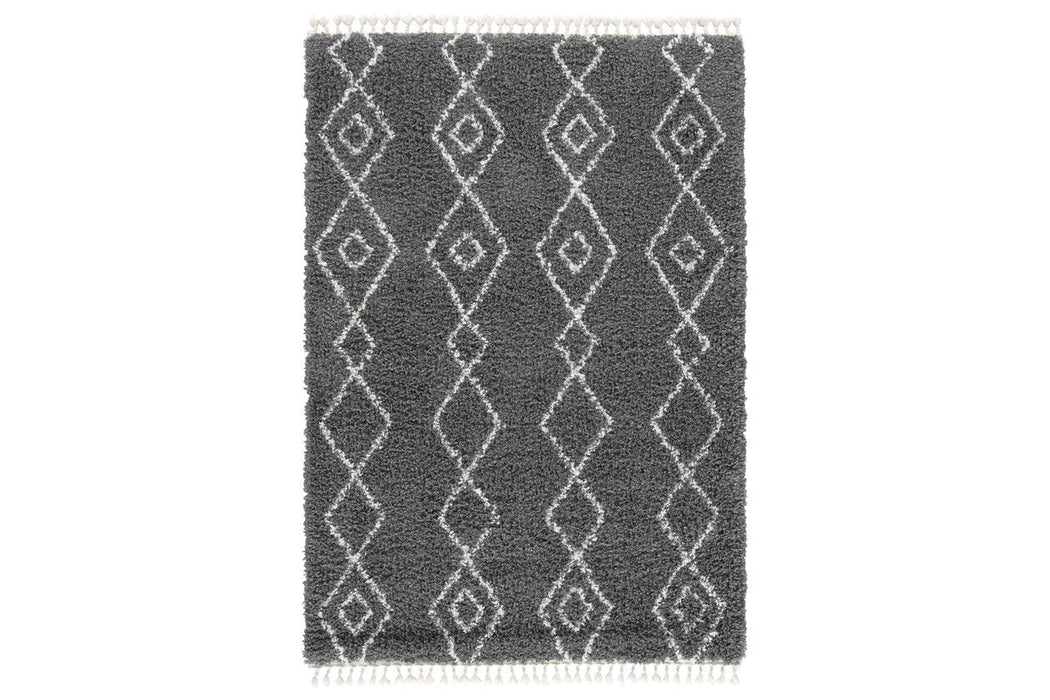 Maysel Charcoal/White 7'10" x 9'10" Rug - Lara Furniture