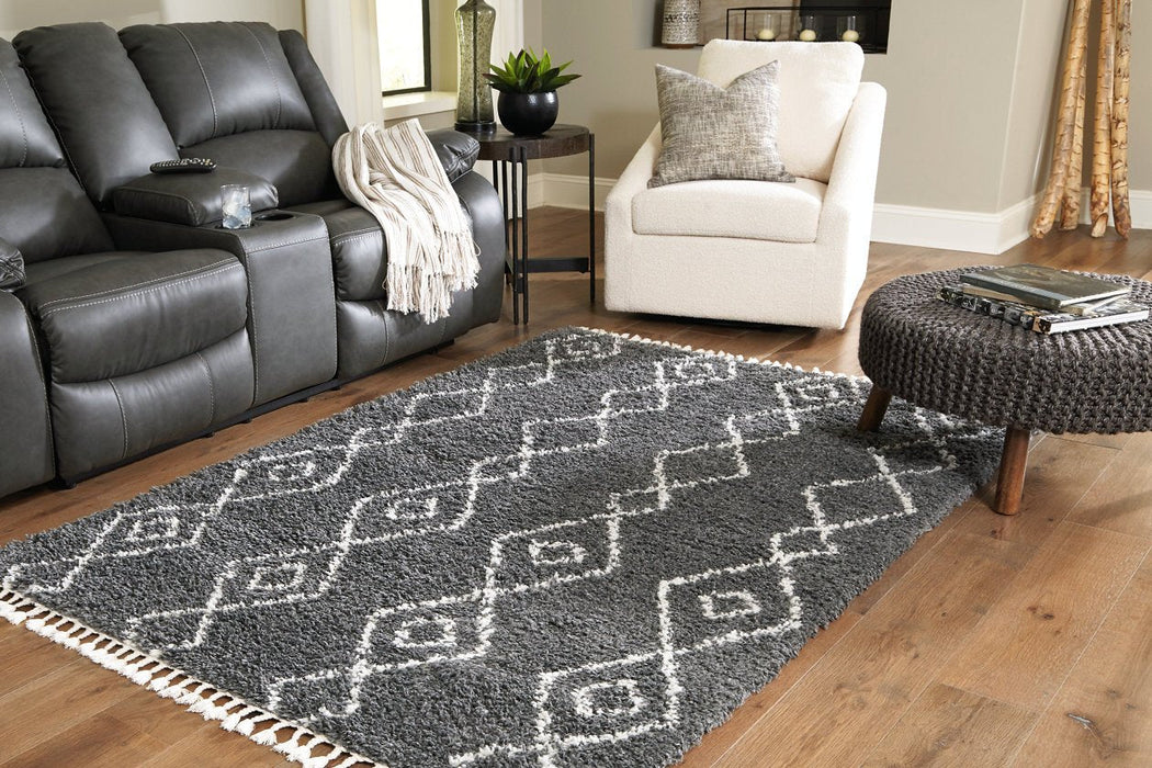 Maysel Charcoal/White 5' x 7' Rug - Lara Furniture