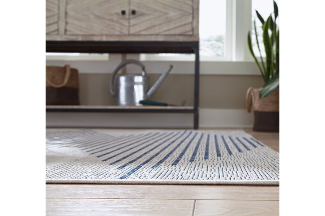 Alverno White/Blue Large Rug - Lara Furniture