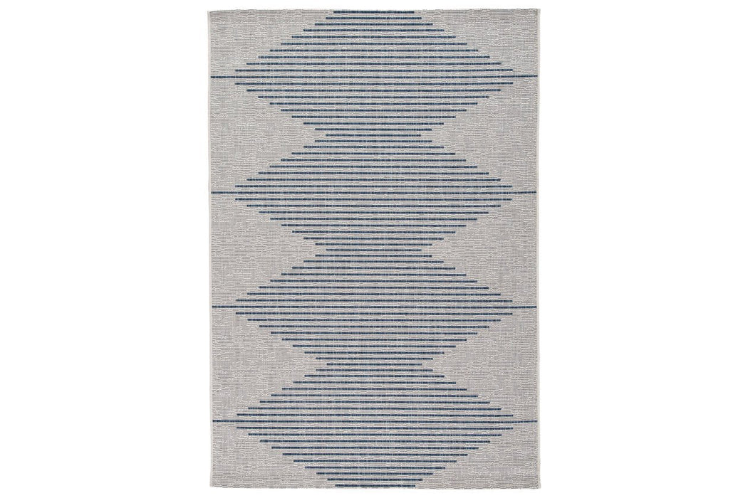 Alverno White/Blue Large Rug - Lara Furniture