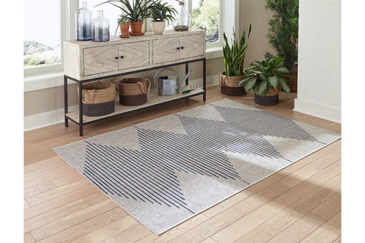 Alverno White/Blue Large Rug - Lara Furniture