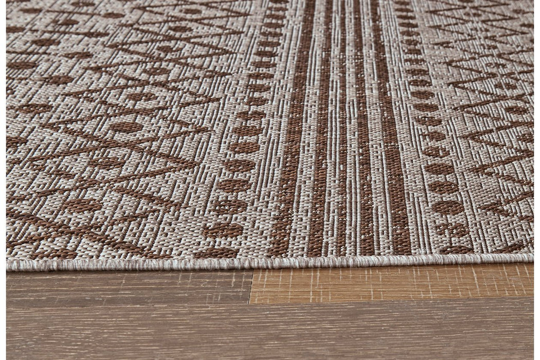 Dubot Tan/Brown/White Medium Rug - Lara Furniture