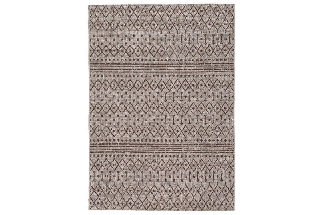 Dubot Tan/Brown/White Medium Rug - Lara Furniture