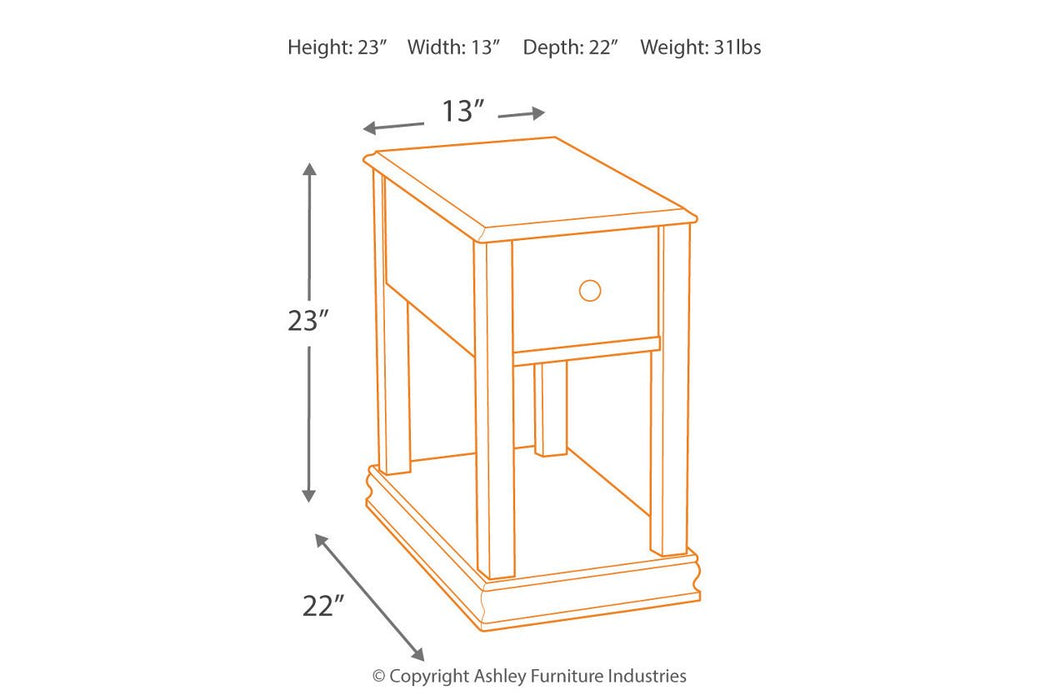 Breegin Brown Chairside End Table - Lara Furniture