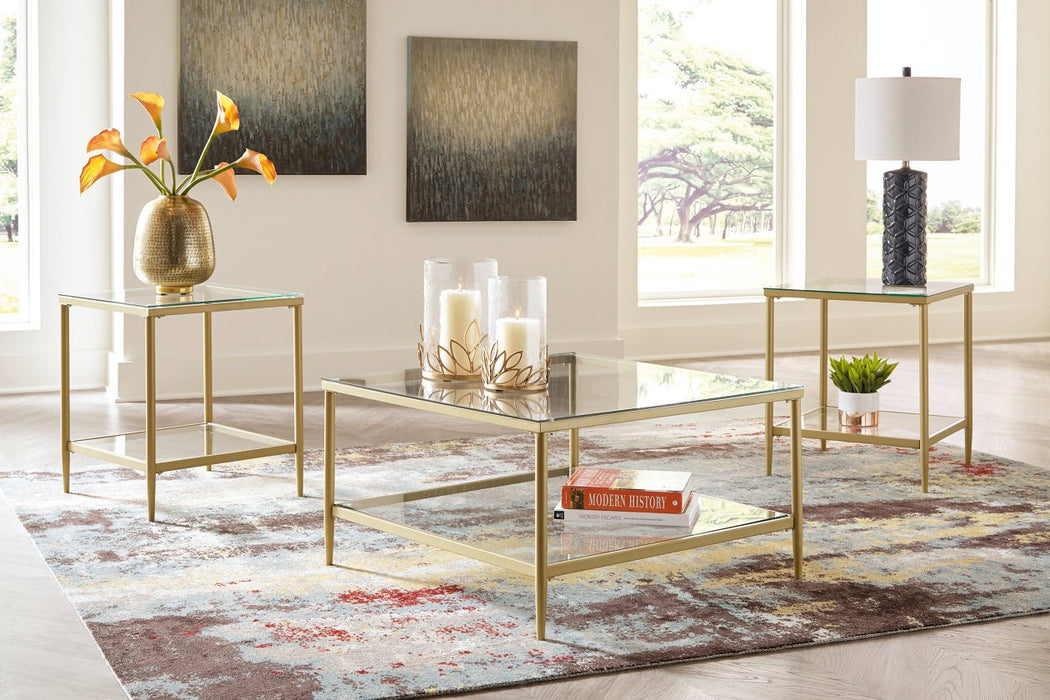 Zerika Gold Finish Table (Set of 3) - Lara Furniture