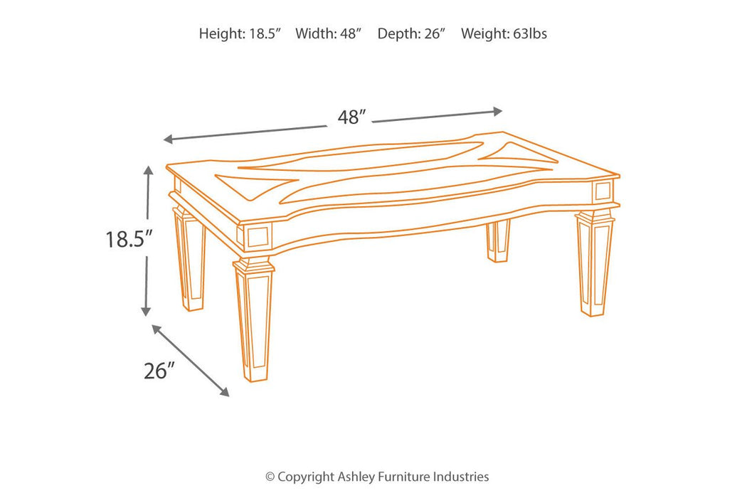 Tessani Silver Coffee Table - Lara Furniture