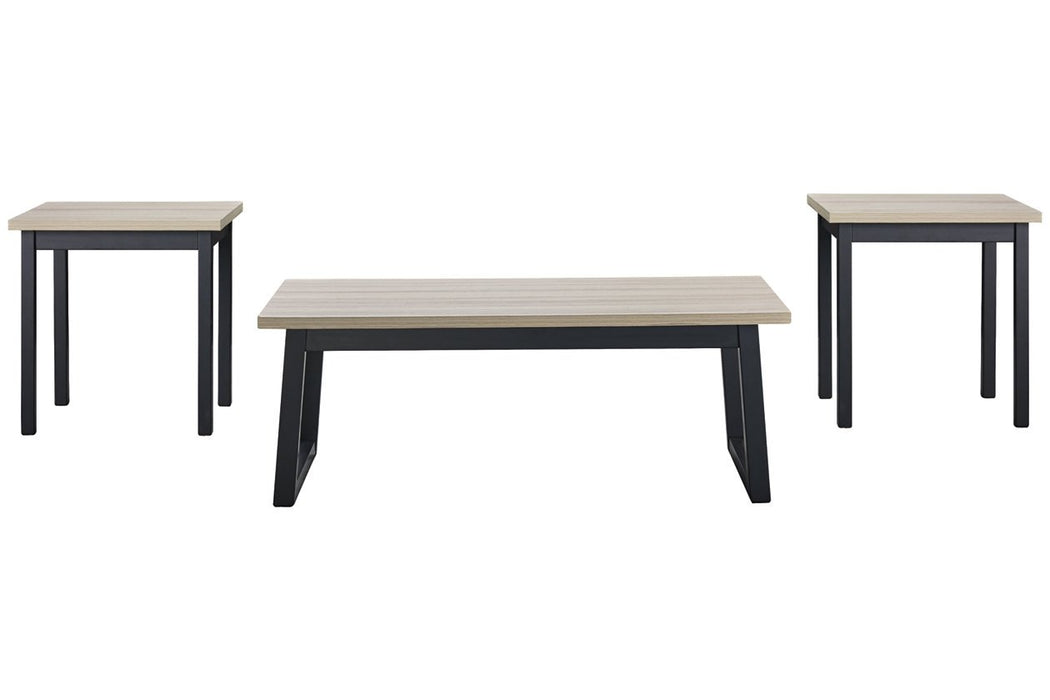 Waylowe Natural/Black Table (Set of 3) - Lara Furniture