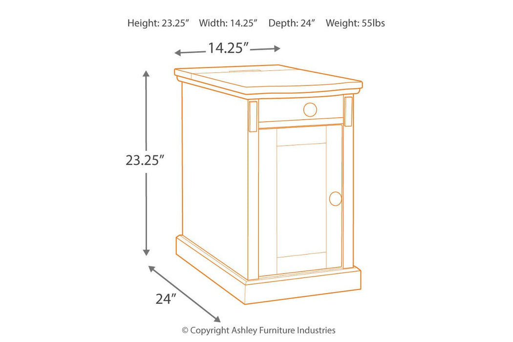 Laflorn Gray Chairside End Table with USB Ports & Outlets - Lara Furniture