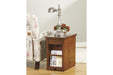 Laflorn Brown Chairside End Table with USB Ports & Outlets - Lara Furniture