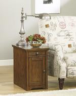 Laflorn Brown Chairside End Table with USB Ports & Outlets - Lara Furniture