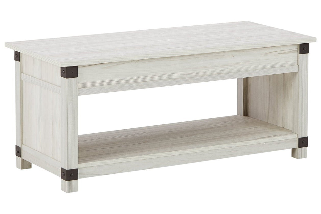 Bayflynn Whitewash Lift-Top Coffee Table - Lara Furniture