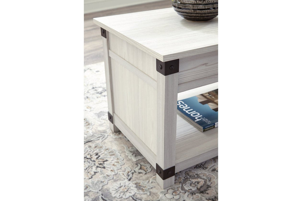 Bayflynn Whitewash Lift-Top Coffee Table - Lara Furniture