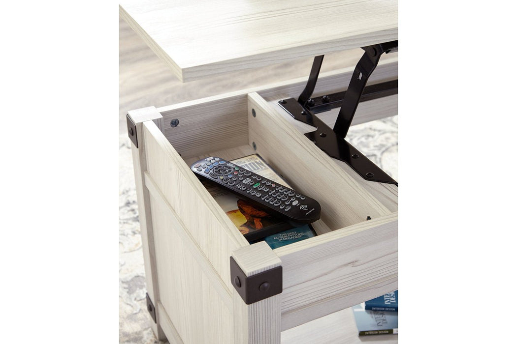 Bayflynn Whitewash Lift-Top Coffee Table - Lara Furniture