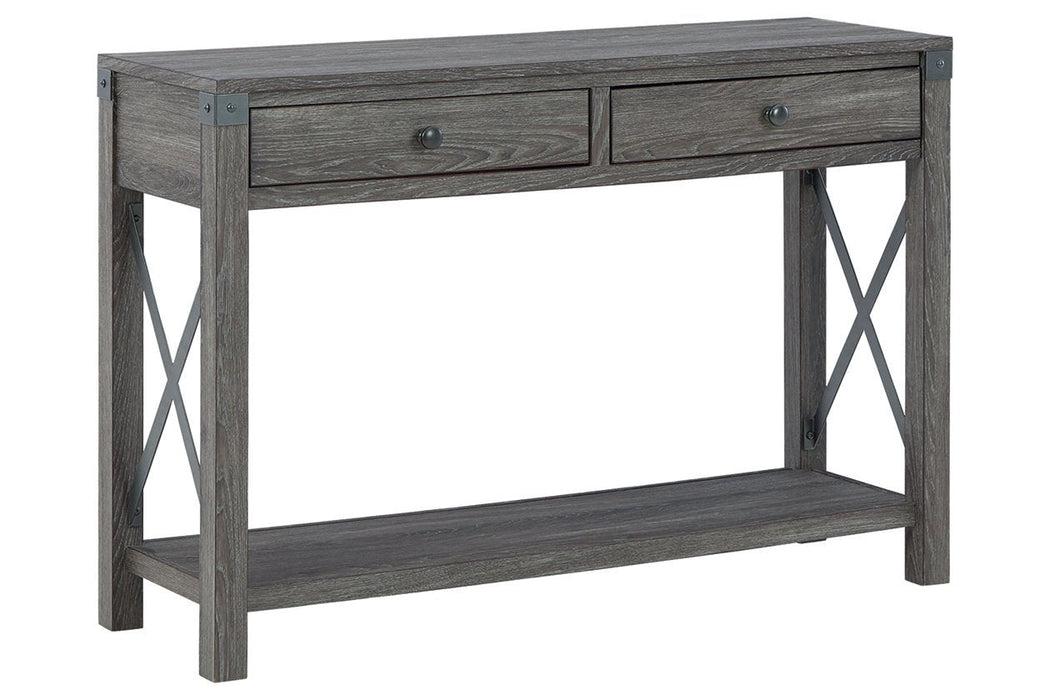 Freedan Grayish Brown Sofa/Console Table - Lara Furniture