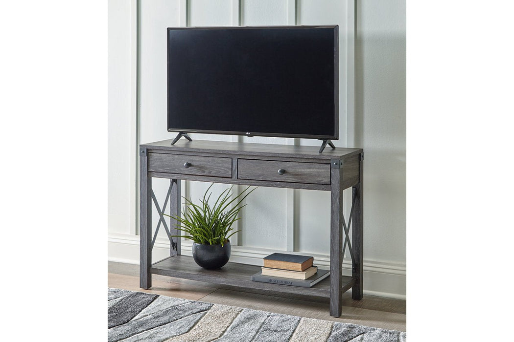 Freedan Grayish Brown Sofa/Console Table - Lara Furniture