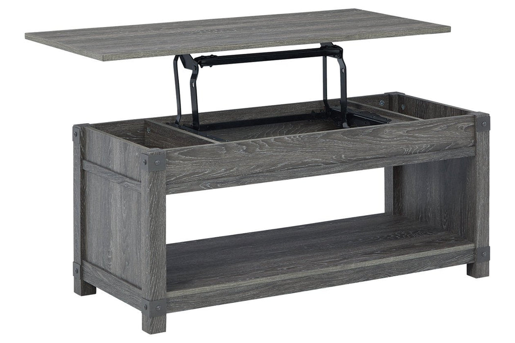 Freedan Grayish Brown Lift-Top Coffee Table - Lara Furniture