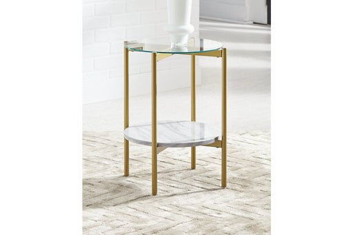 Wynora White/Gold End Table - Lara Furniture