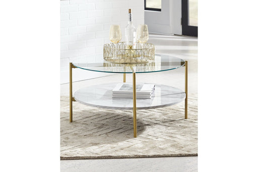 Wynora White/Gold Coffee Table - Lara Furniture