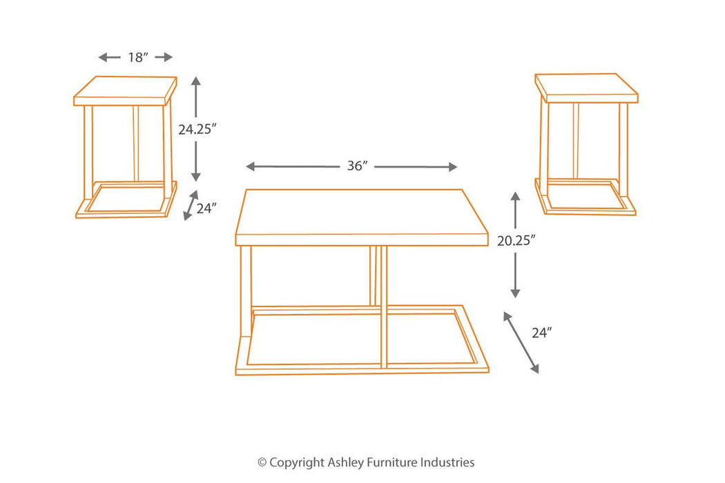 Airdon Bronze Finish Table (Set of 3) - Lara Furniture