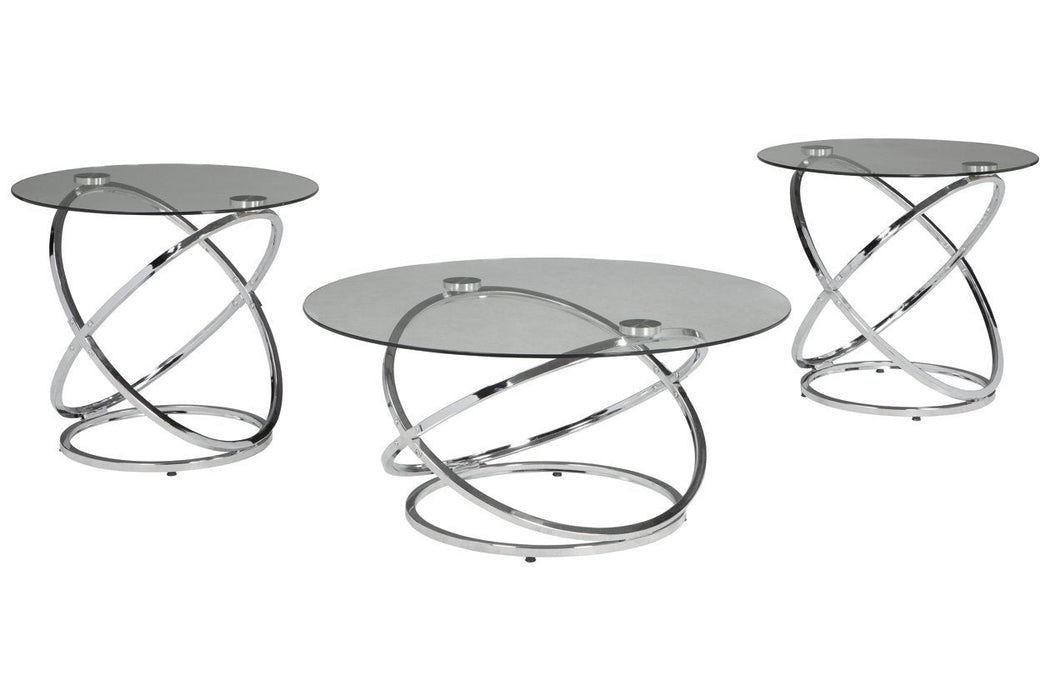 Hollynyx Chrome Finish Table (Set of 3) - Lara Furniture