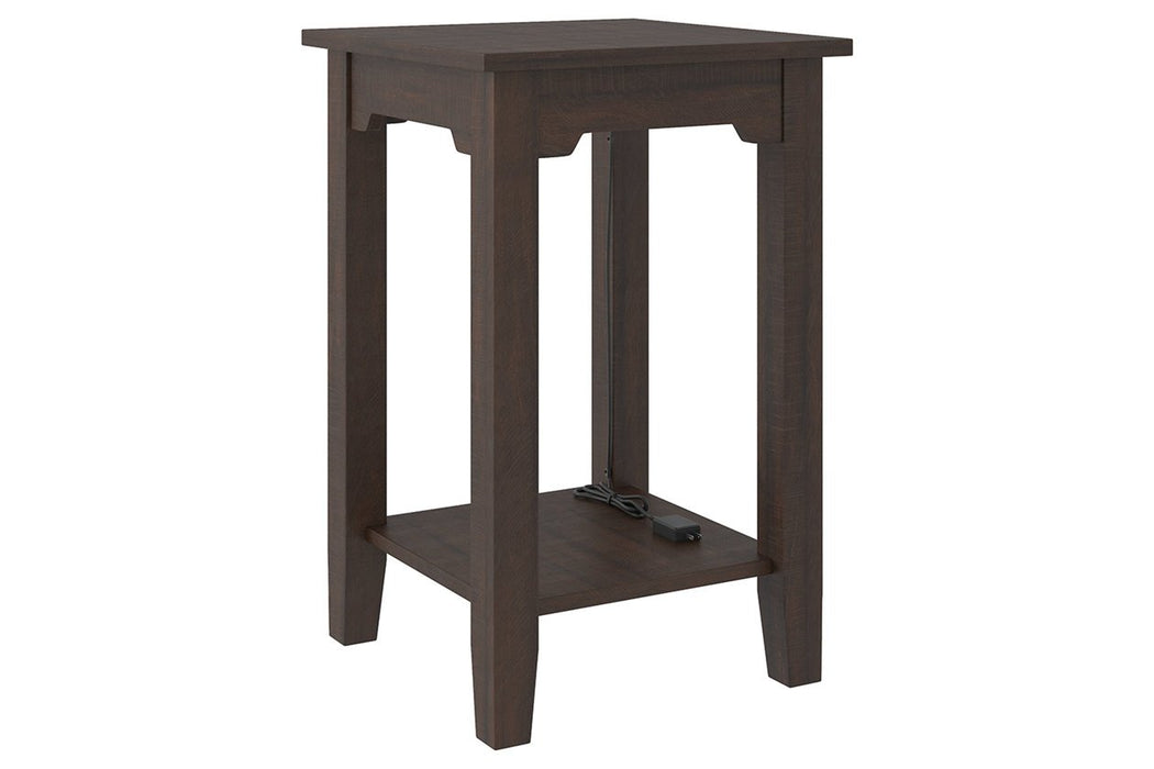 Camiburg Warm Brown Chairside End Table - Lara Furniture