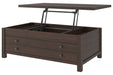 Camiburg Warm Brown Coffee Table with Lift Top - Lara Furniture