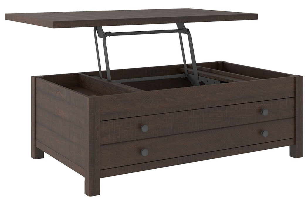 Camiburg Warm Brown Coffee Table with Lift Top - Lara Furniture