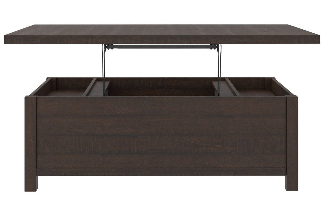 Camiburg Warm Brown Coffee Table with Lift Top - Lara Furniture