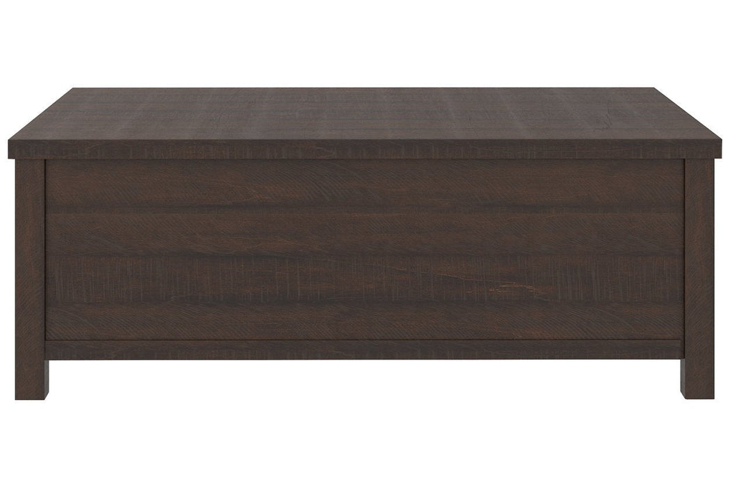 Camiburg Warm Brown Coffee Table with Lift Top - Lara Furniture