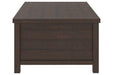 Camiburg Warm Brown Coffee Table with Lift Top - Lara Furniture