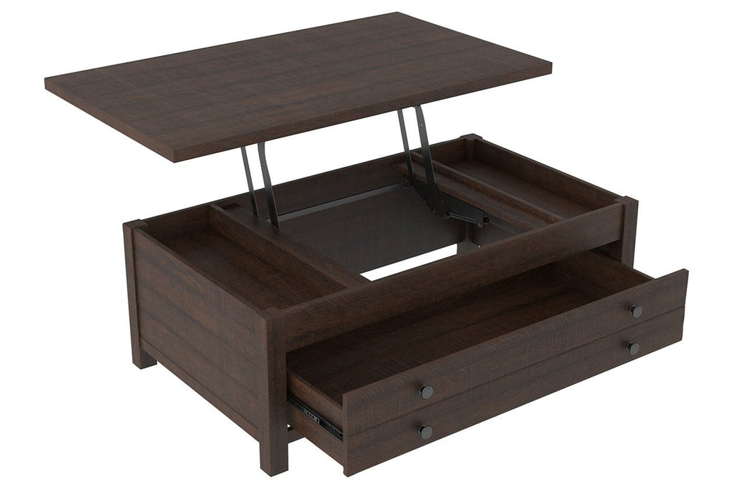 Camiburg Warm Brown Coffee Table with Lift Top - Lara Furniture