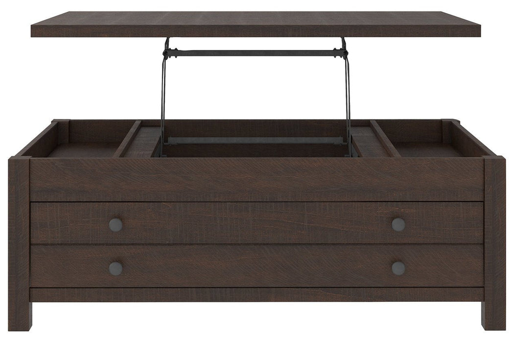 Camiburg Warm Brown Coffee Table with Lift Top - Lara Furniture