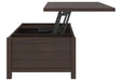 Camiburg Warm Brown Coffee Table with Lift Top - Lara Furniture