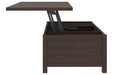 Camiburg Warm Brown Coffee Table with Lift Top - Lara Furniture