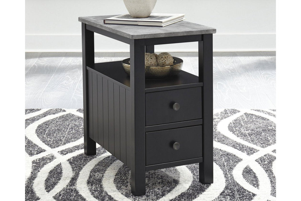 Ezmonei Black/Gray Chairside End Table - Lara Furniture