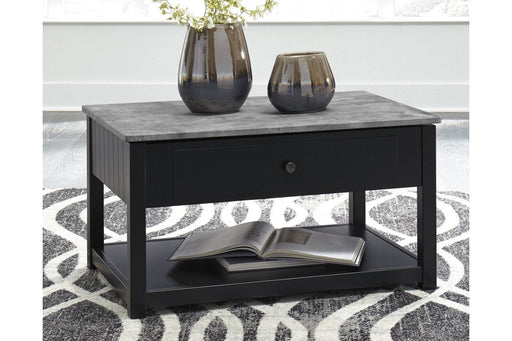 Ezmonei Black/Gray Coffee Table with Lift Top - Lara Furniture