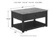 Ezmonei Black/Gray Coffee Table with Lift Top - Lara Furniture