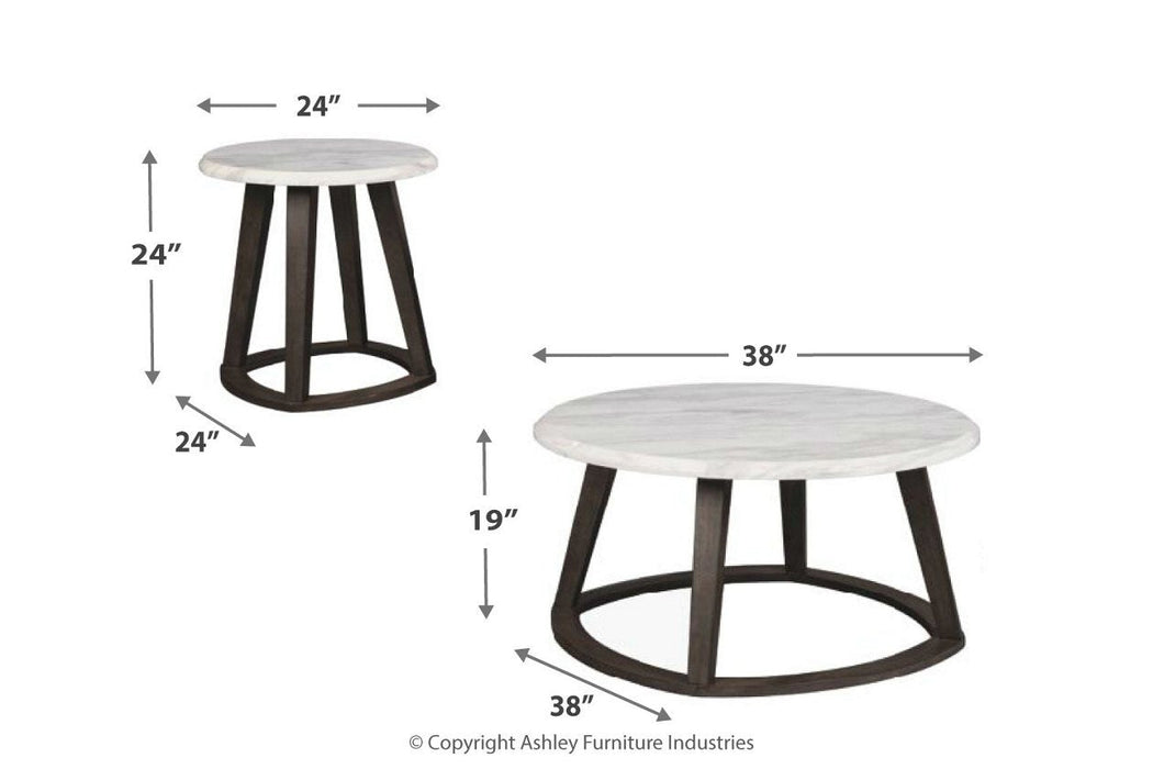 Luvoni White/Dark Charcoal Gray Table (Set of 3) - Lara Furniture