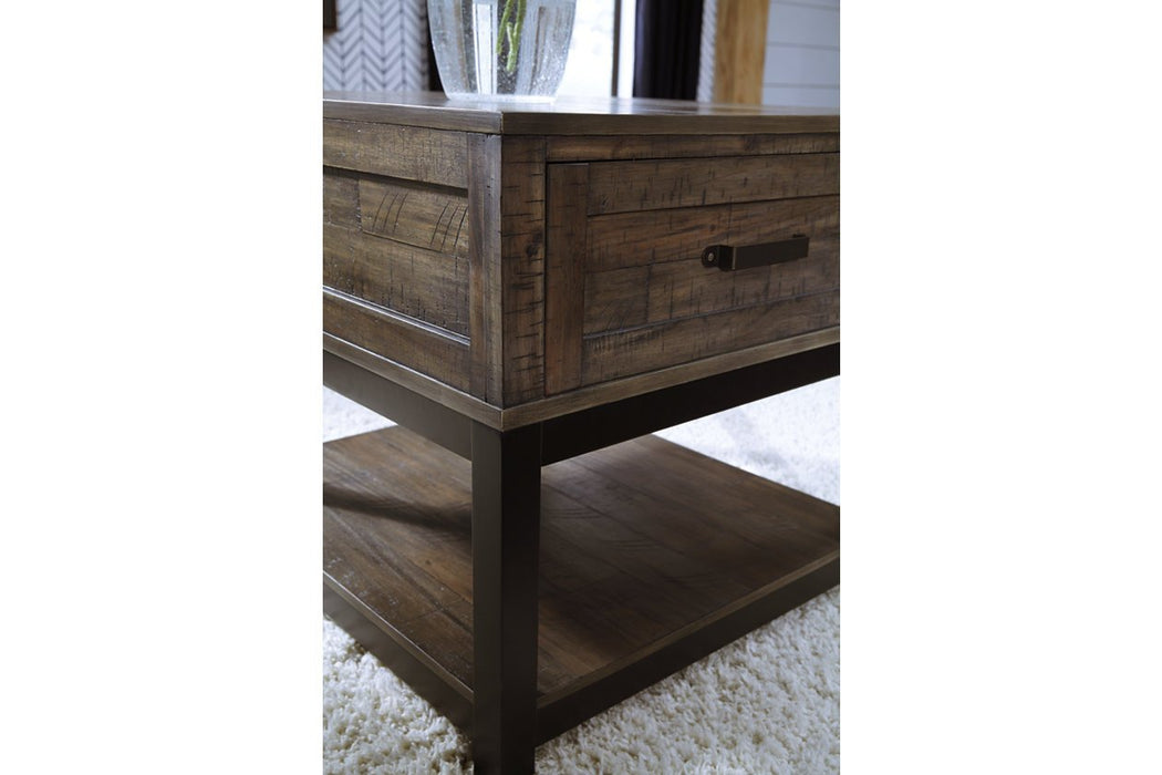 Johurst Grayish Brown End Table - Lara Furniture