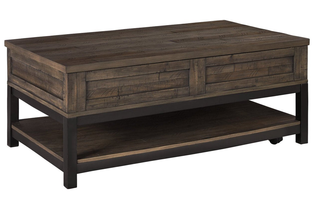 Johurst Grayish Brown Coffee Table with Lift Top - Lara Furniture